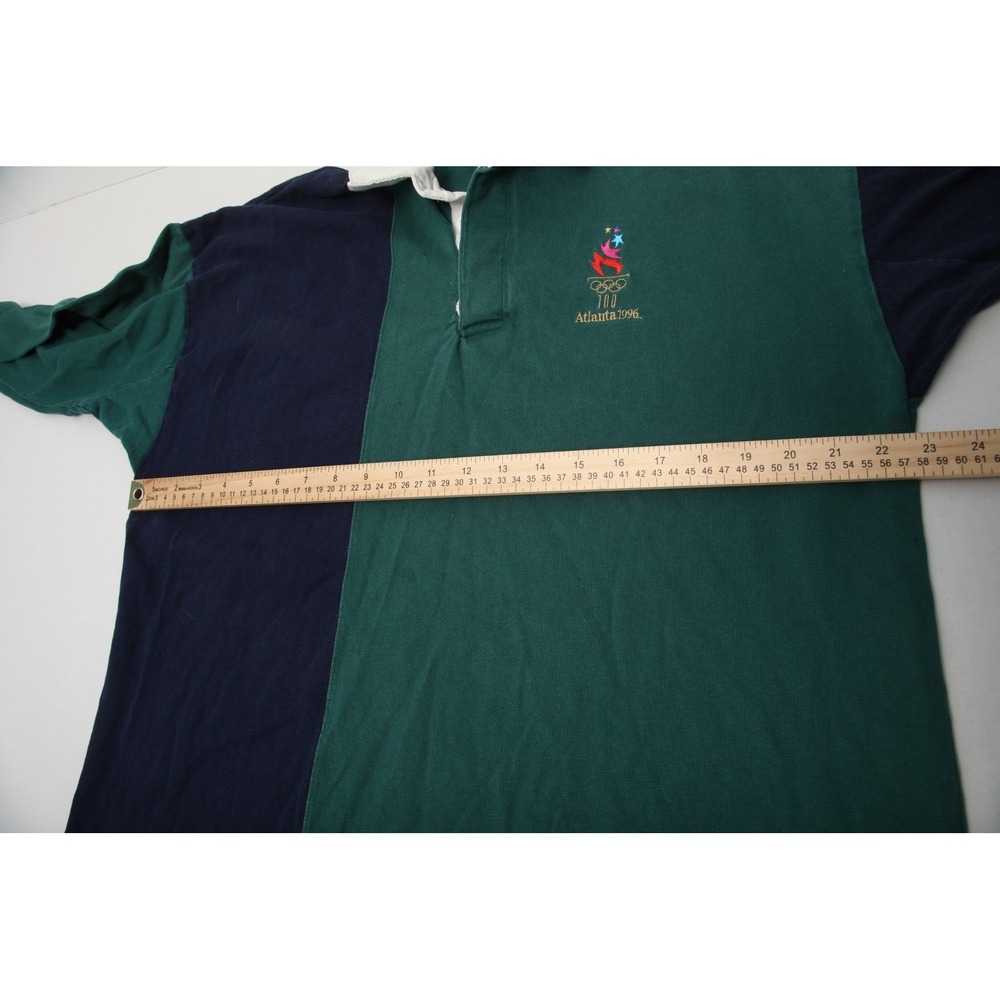 Vintage Champion Atlanta 1996 Olympics Rugby Polo Shirt Long Sleeve Green Navy - Picture 7 of 11